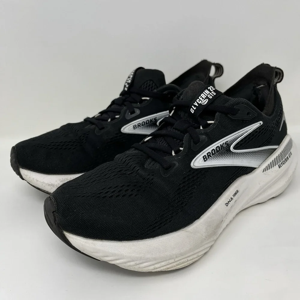 Brooks Glycerin GTS 22 Womens Size 8 Black White Road Running Shoes 1204351B090